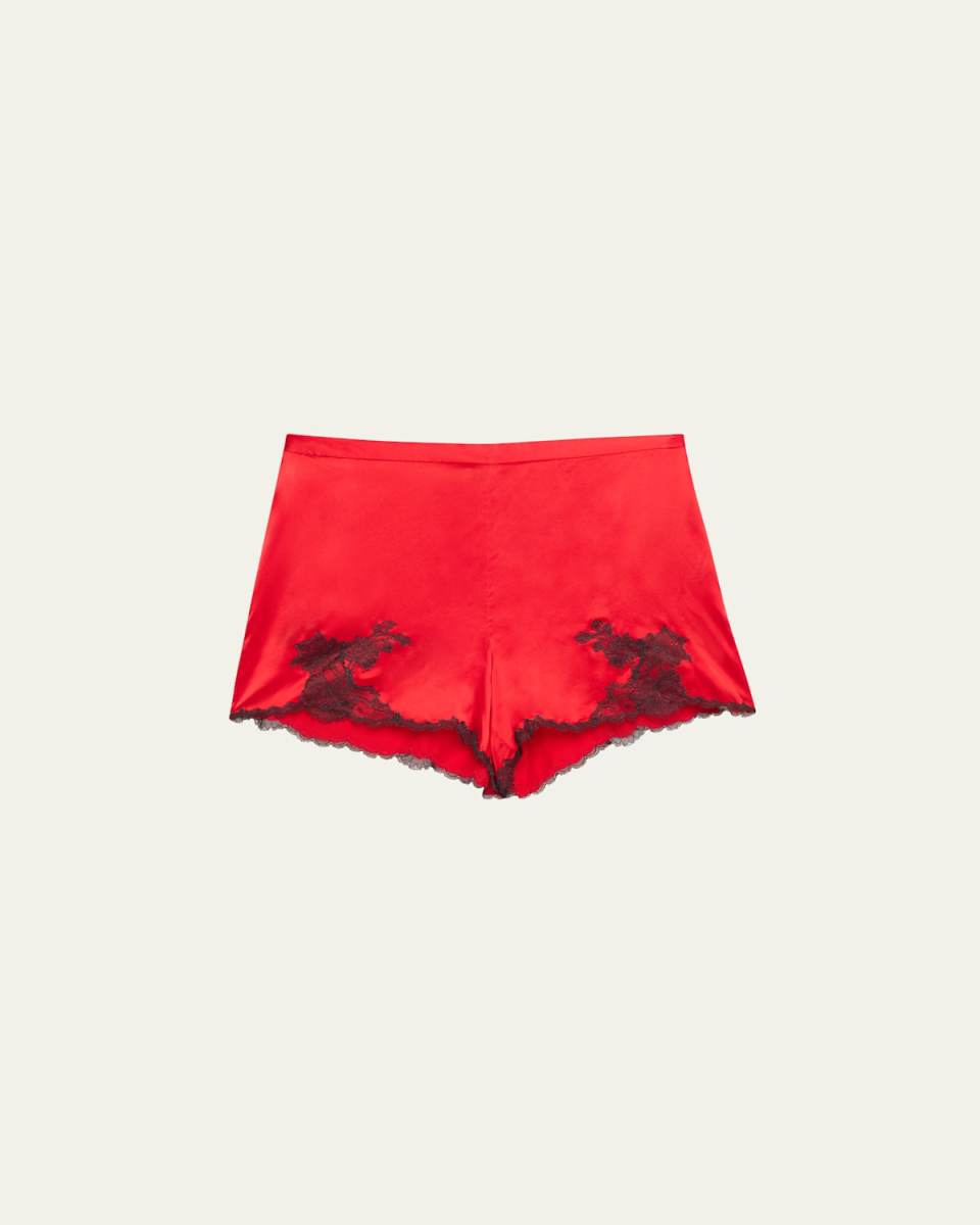 Lolita Lace-Trim Silk Charmeuse Shorts